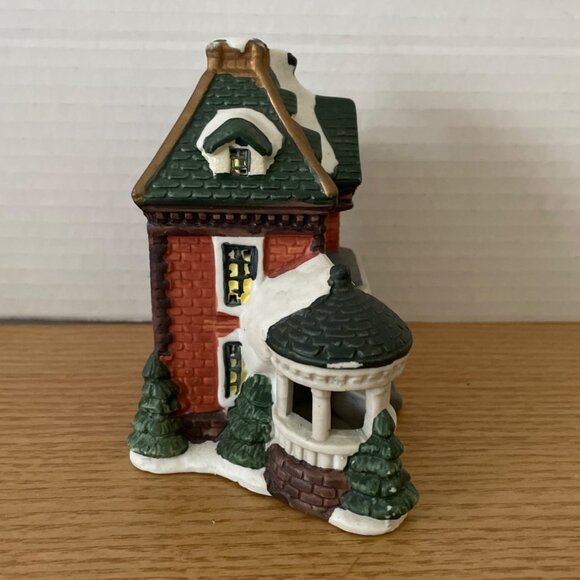Vintage Holiday Traditions 2 Story House w Gazebo Porch Christmas Village House - Picture 2 of 9